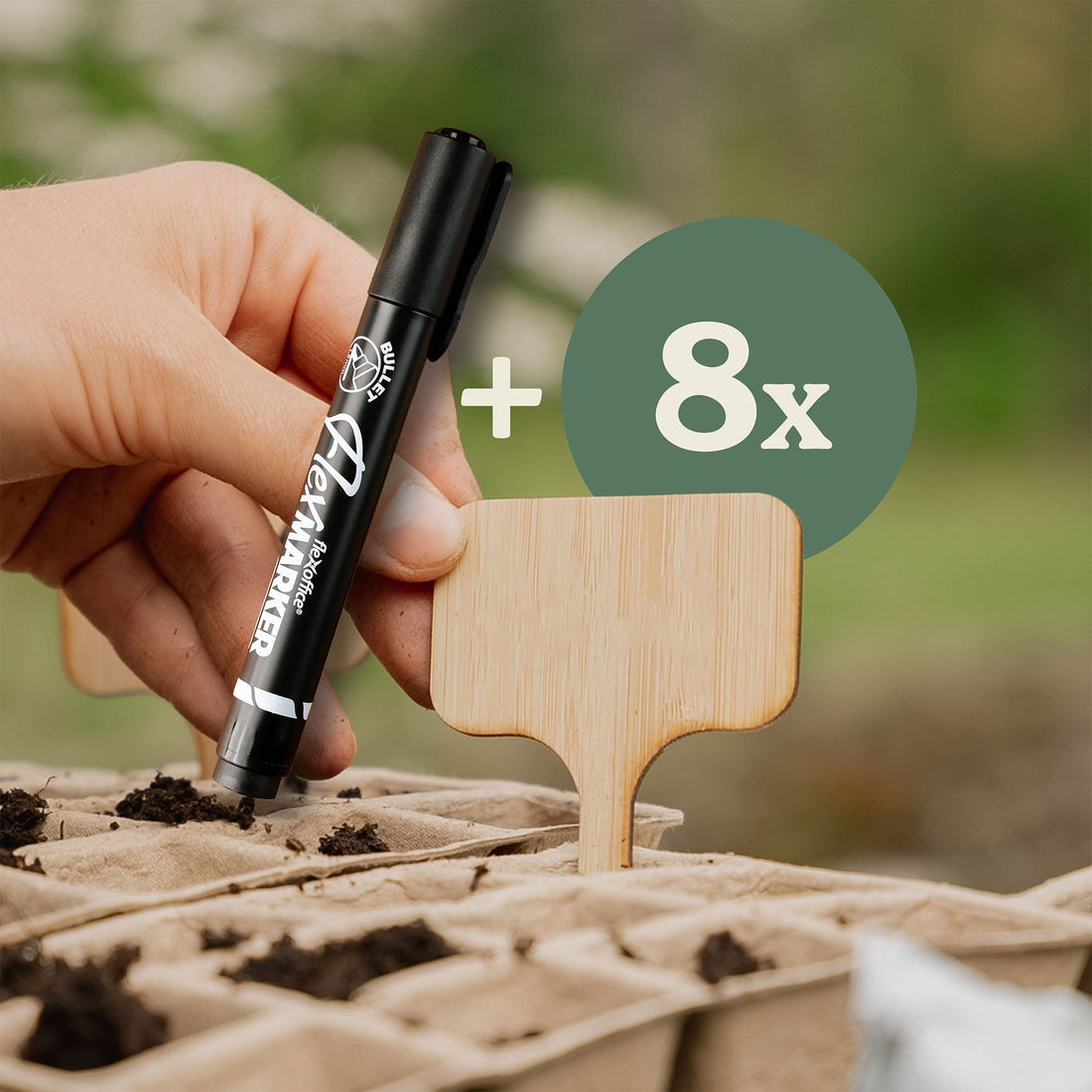 8 étiquettes pour plantes en bambou avec feutre