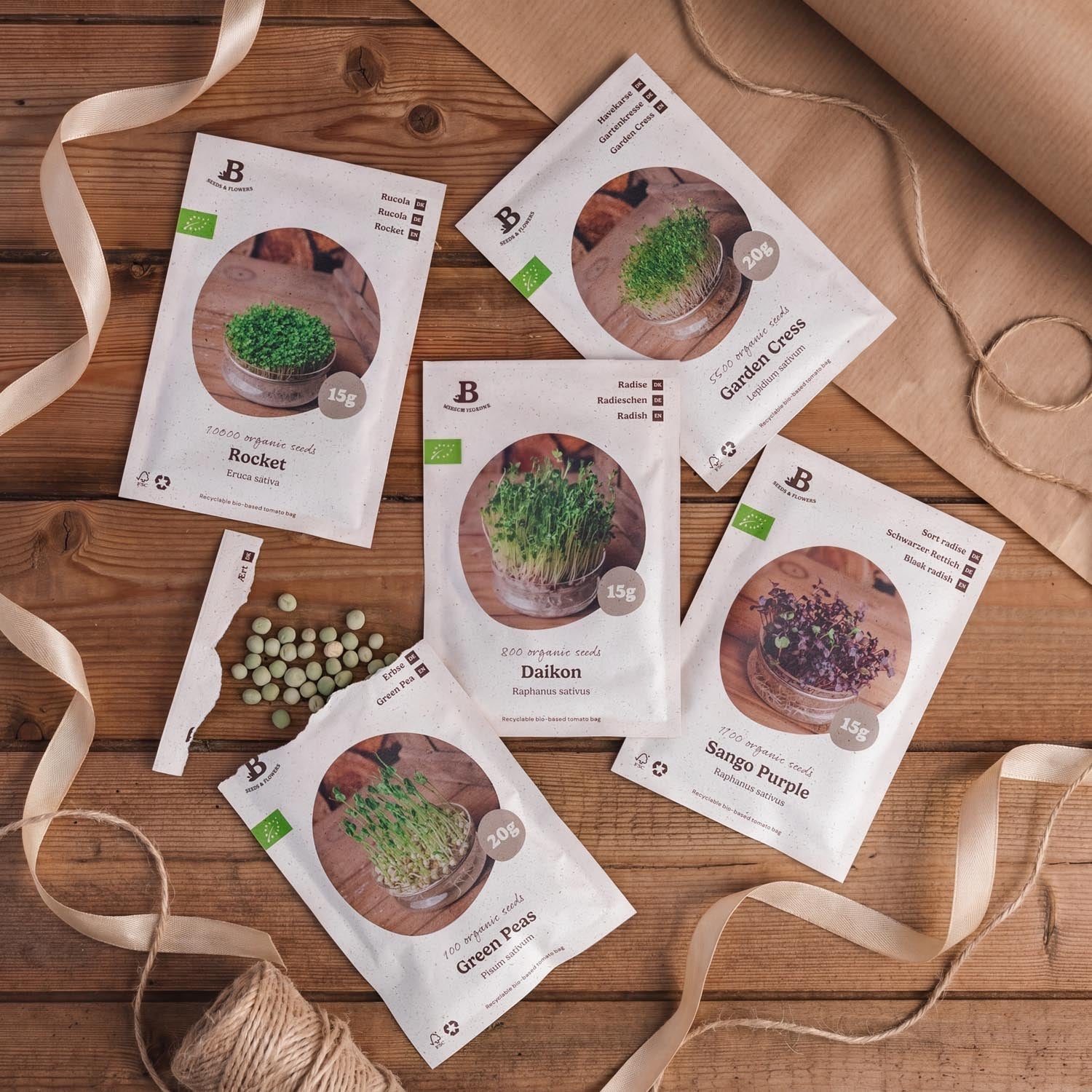 Coffret de micropousses - 5 sachets de graines biologiques