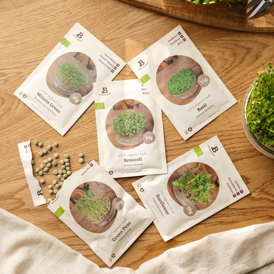 Coffret de micropousses - 5 sachets de graines biologiques