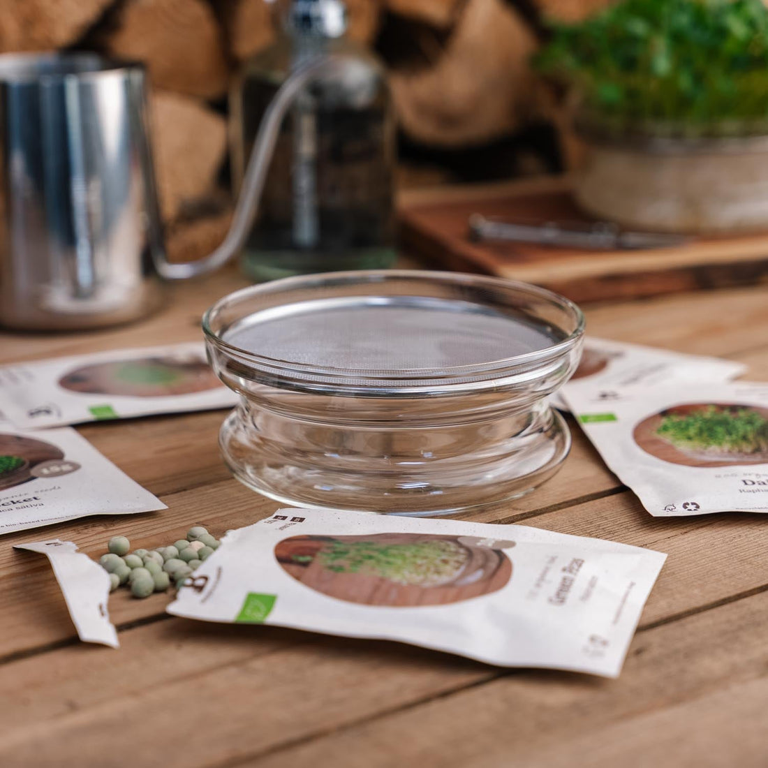 Coffret de micropousses avec coupelle de germination - 5 sachets de graines biologiques