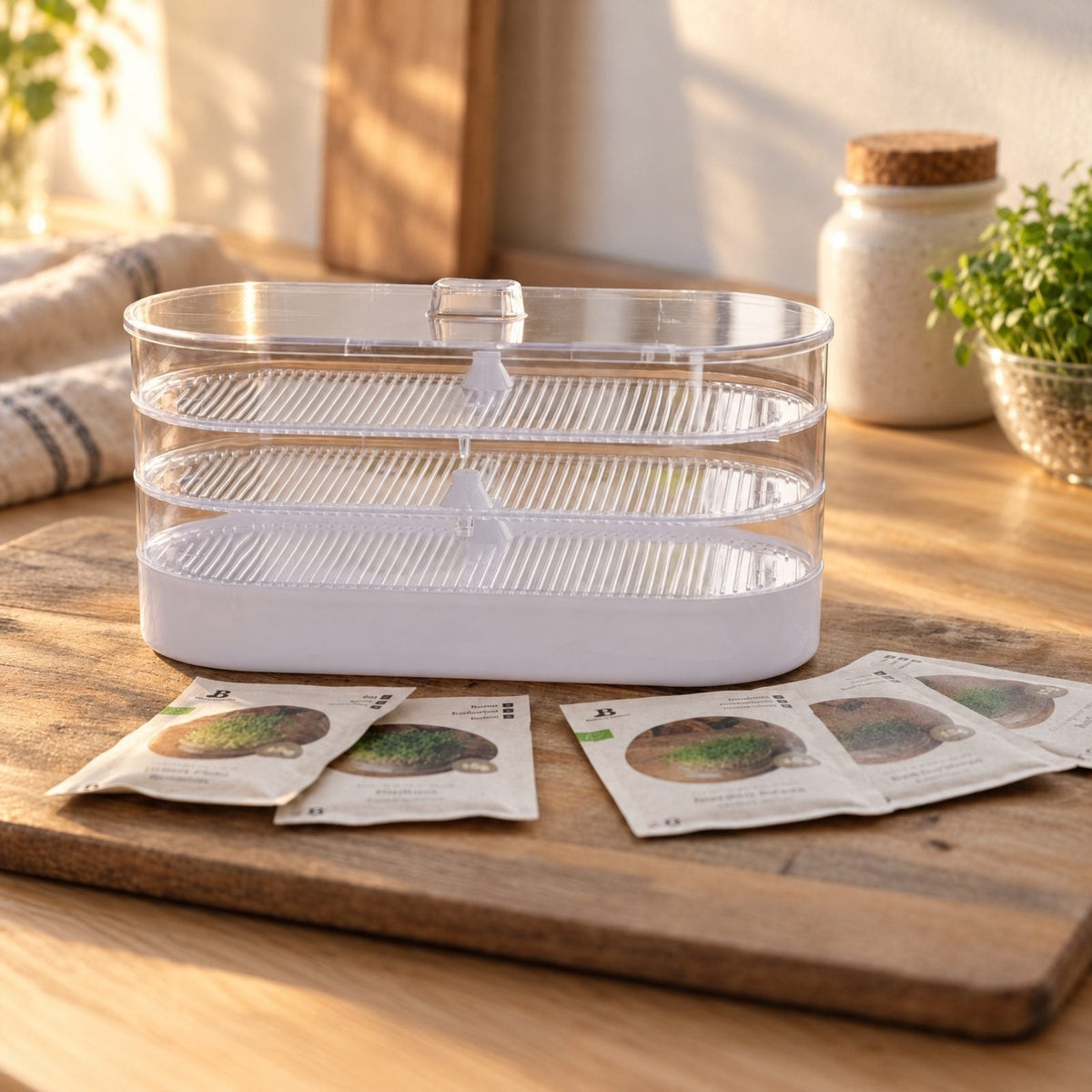 Coffret micropousses avec tour de germination - 5 sachets de graines biologiques