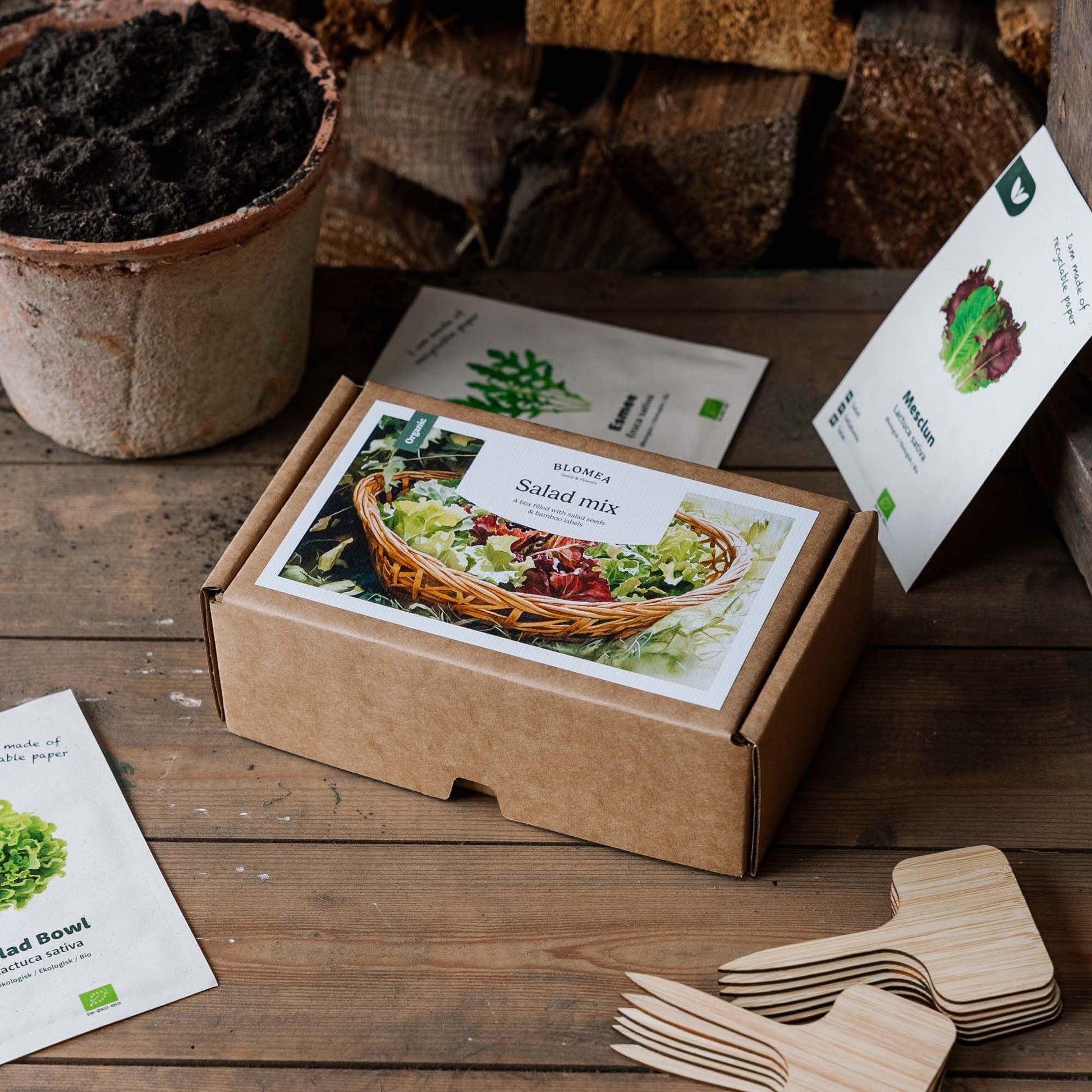 Coffret salade - 12 sachets de graines biologiques