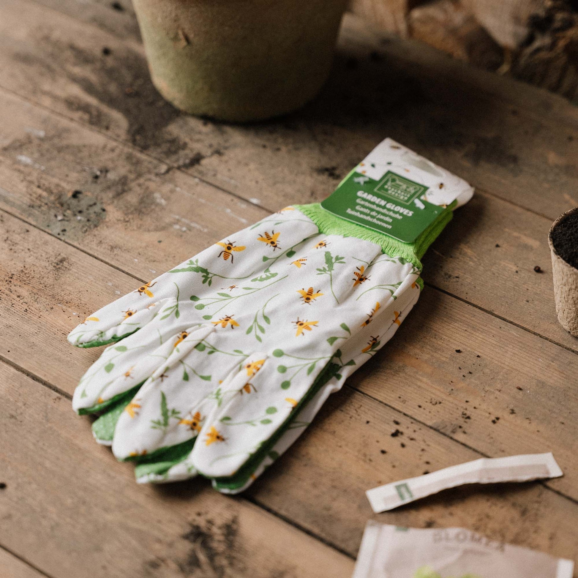 Gant de jardin avec motif abeille