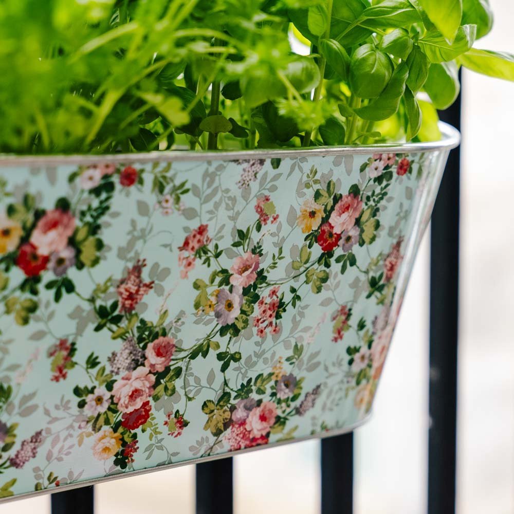 Jardinière de balcon avec crochet, L : 39,3 cm l : 28,9 cm H : 26,2 cm