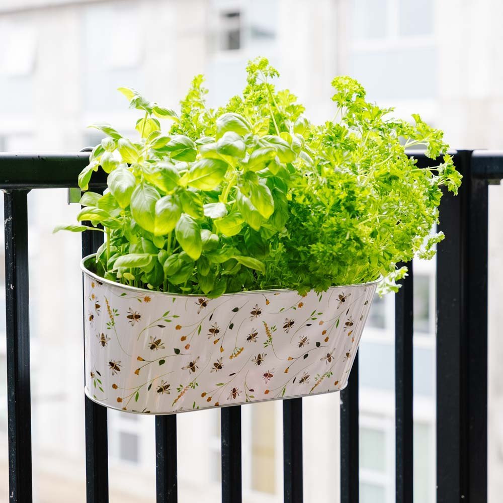 Jardinière de balcon avec motif abeilles, L : 28,9 cm, l : 39,3 cm, H : 26,2 cm