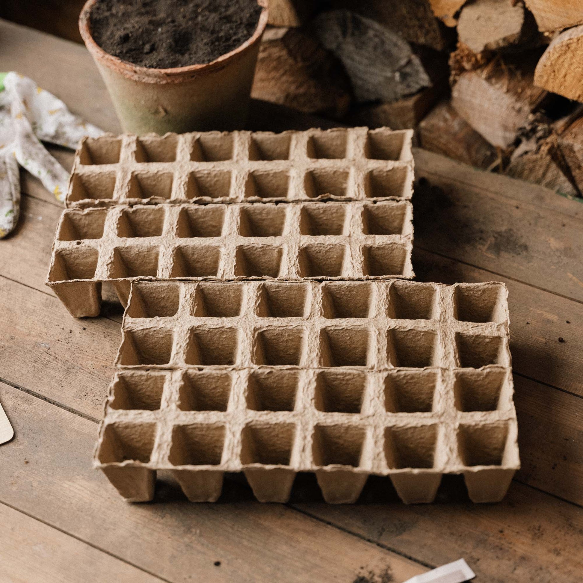 Plateaux de semis biodégradable, grand, lot de 4