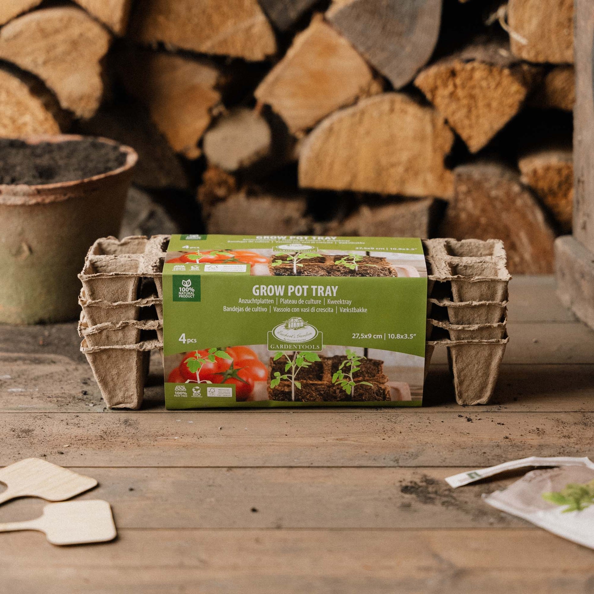 Plateaux de semis biodégradable, grand, lot de 4