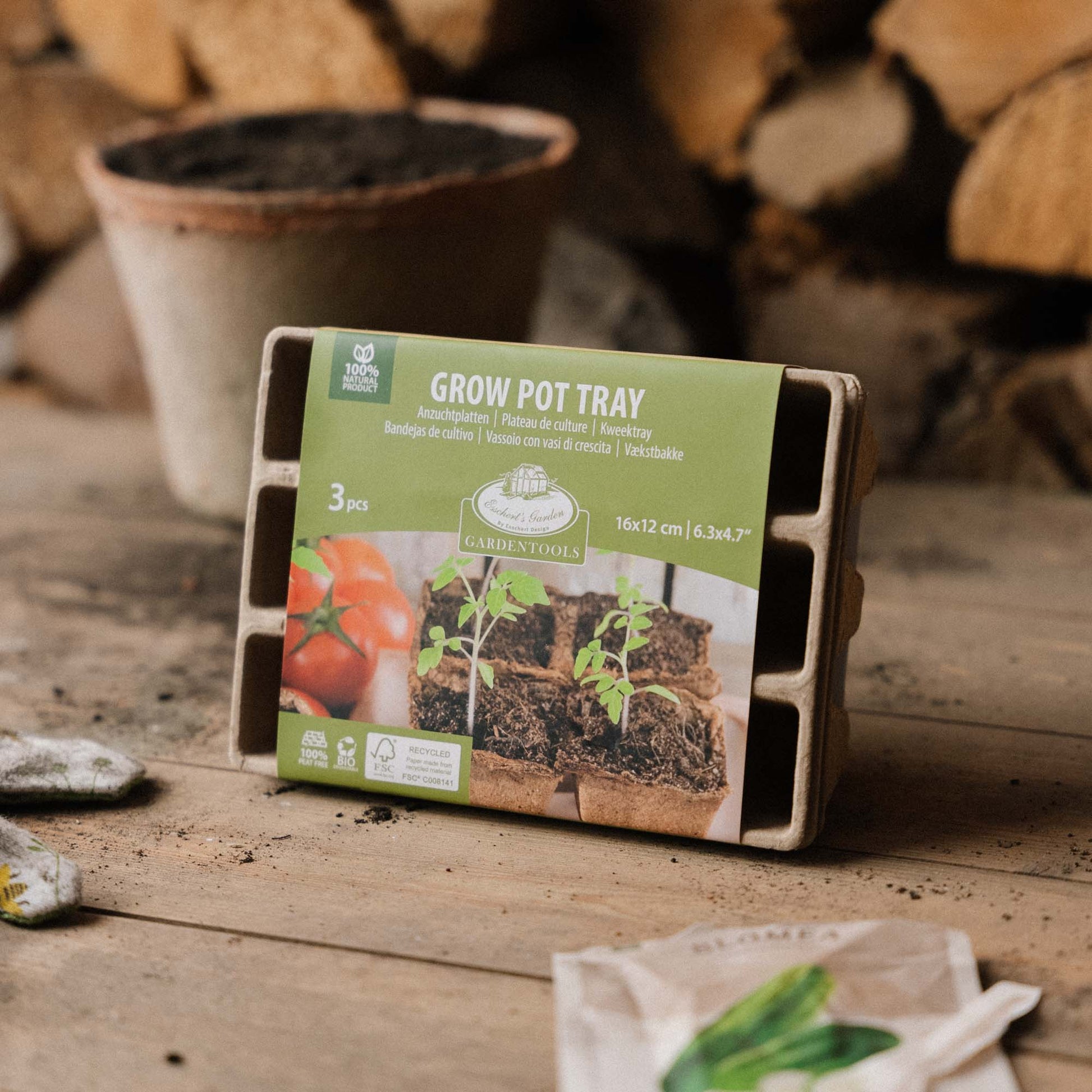 Plateaux de semis biodégradables, petits, lot de 3
