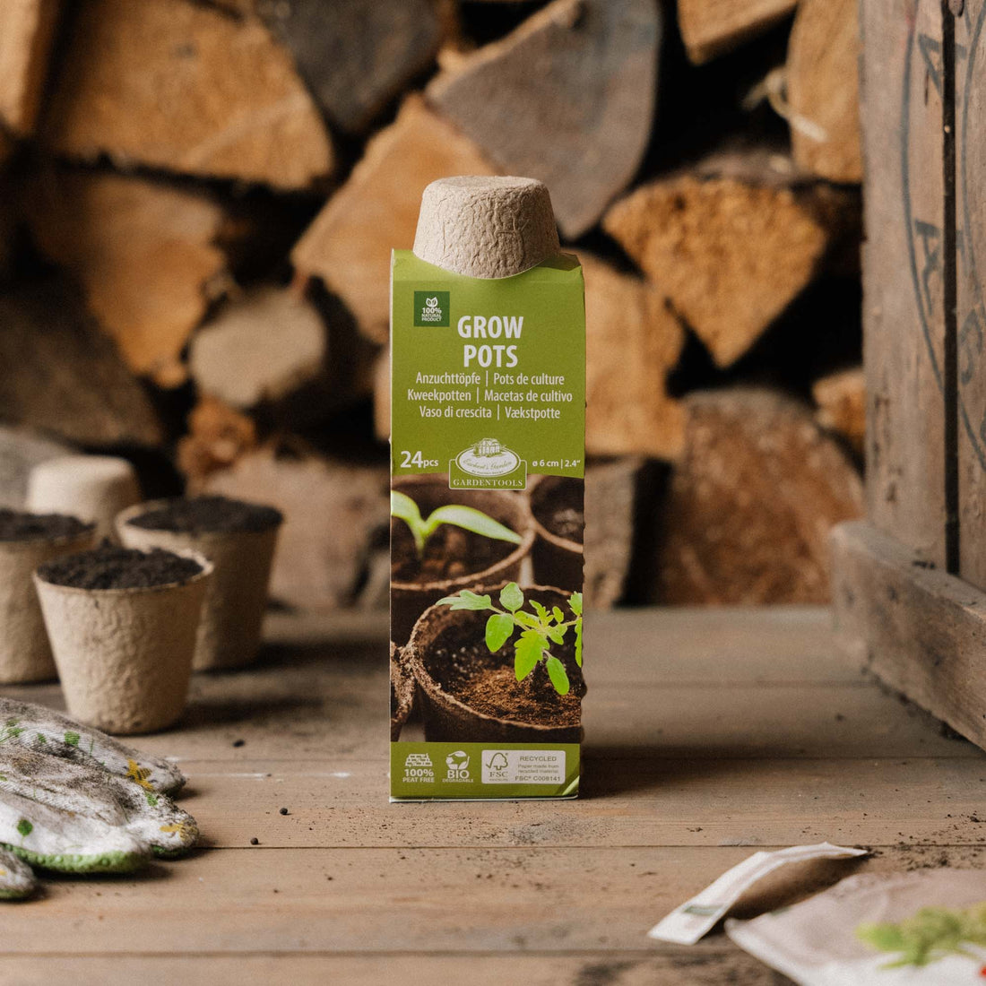 Pots en fibre biodégradable 5 cm, lot de 24